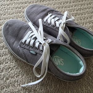 Vans Charcoal Canvas Sneakers with White Laces